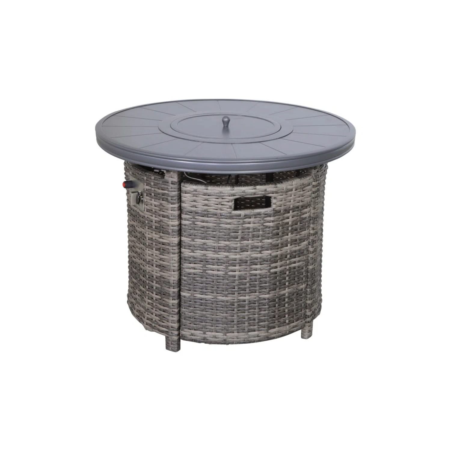 Wicker Outdoor Lounge Set With Cushions And Fire Pit