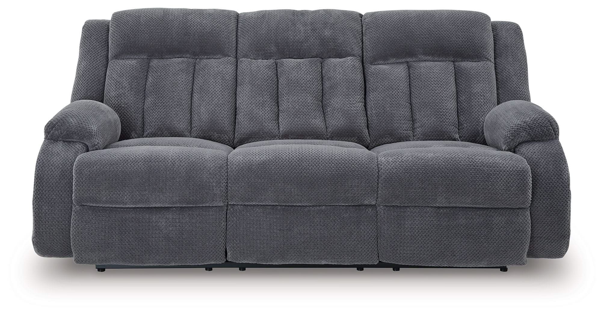 Observation - Reclining Power Sofa With Drop Down Table - Steel