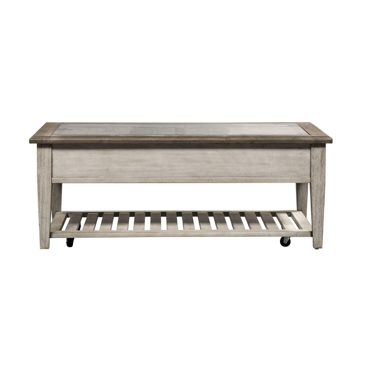 Heartland - Rect Ceiling Tile Cocktail Table - Antique White / Tobacco Tops