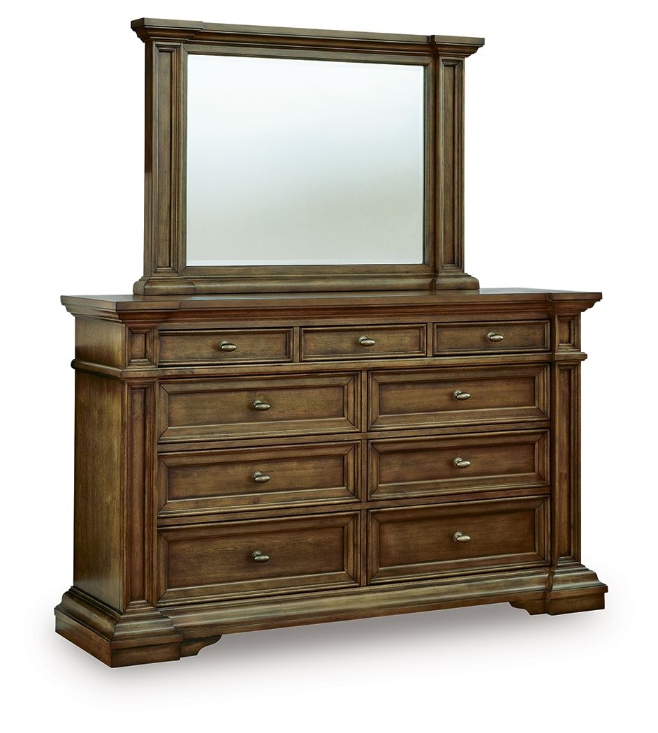Frantanna - 3 Pc. - Queen Panel Storage Bed, Dresser And Mirror - Brown - Exclusive Furniture