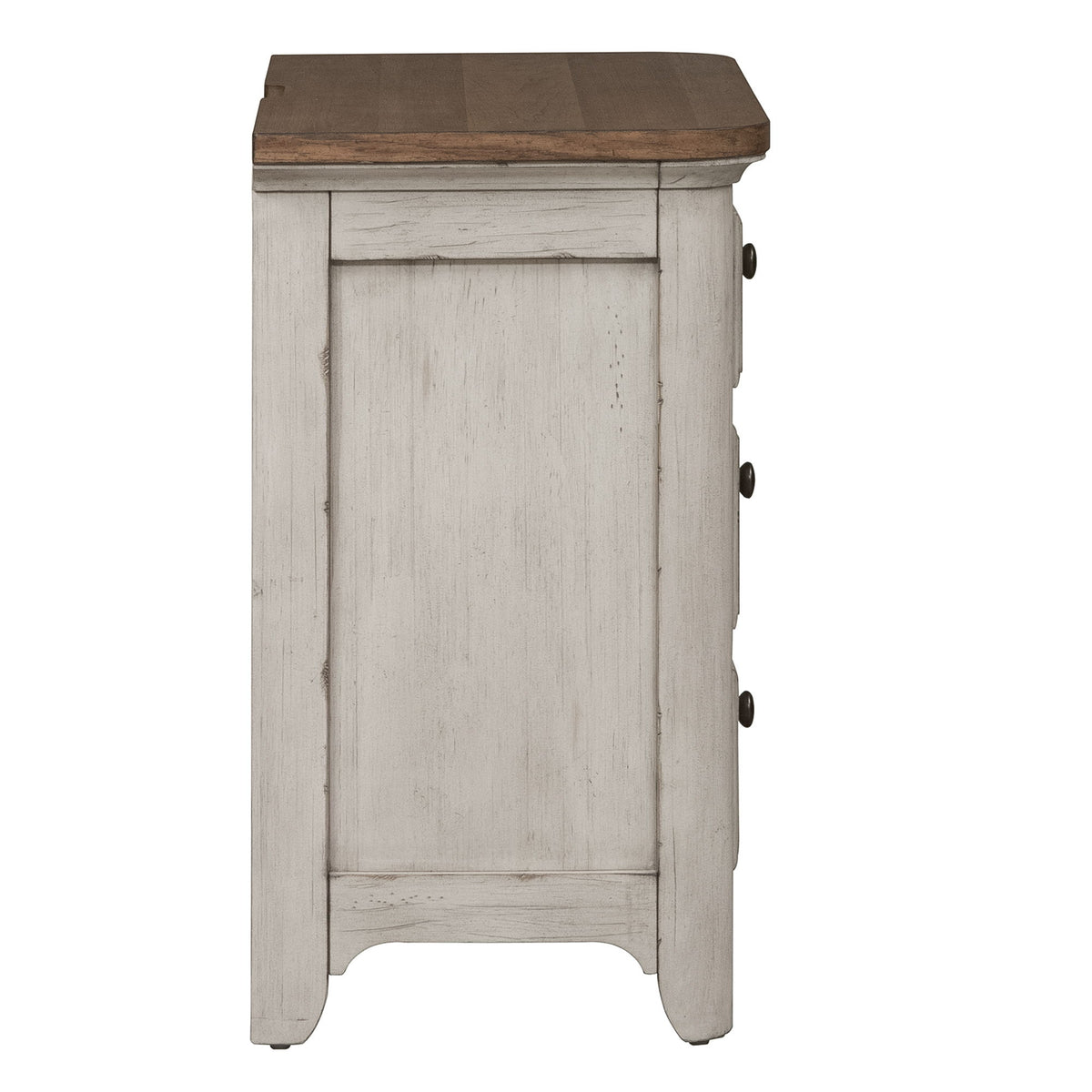 Farmhouse Reimagined - 3 Drawer Nightstand With Charging Station - Antique White / Chestnut Tops