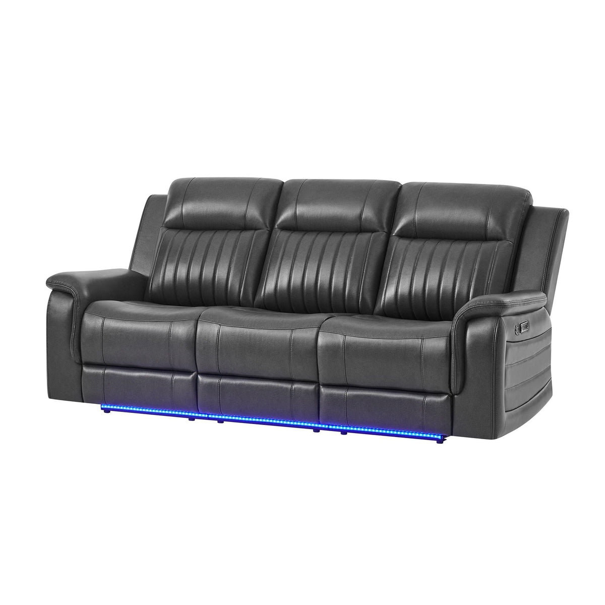 Ian - Power Reclining Sofa With LED & Global Surround System - Charcoal