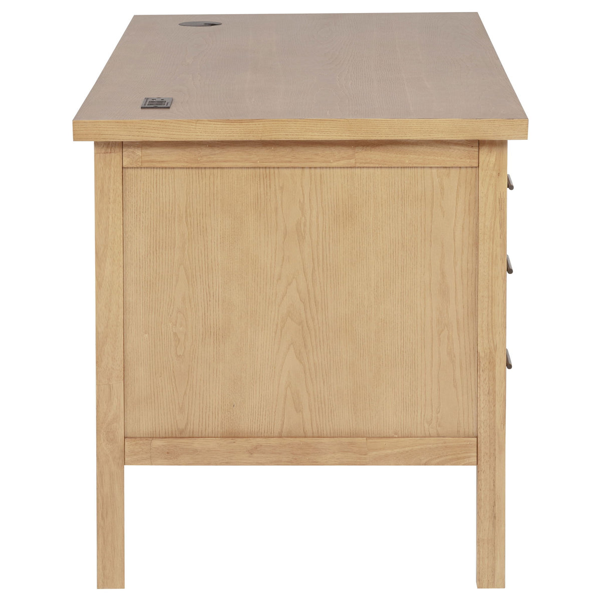 Vermes 66-inch 7-drawer Computer Desk with Power Outlet Light Ash