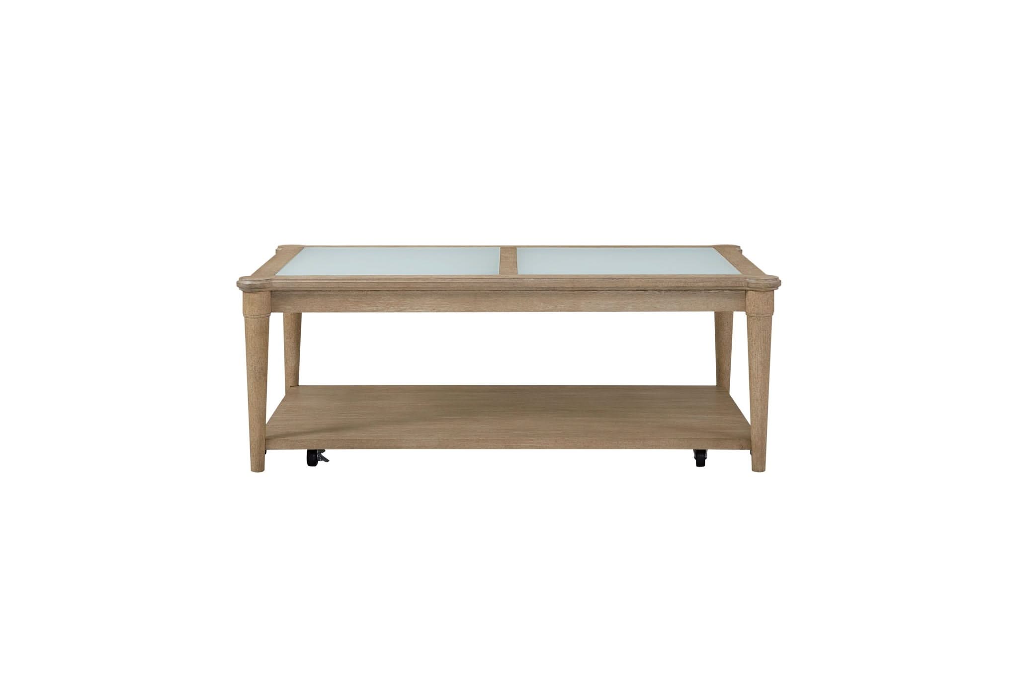 Frosted Glass Top Cocktail Table With Casters - Sand - | Free Shipping ...