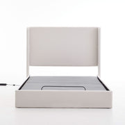 Caron - Queen Size Upholstered Wingback Bed With Adjustable Base Bundle Set - Ivory