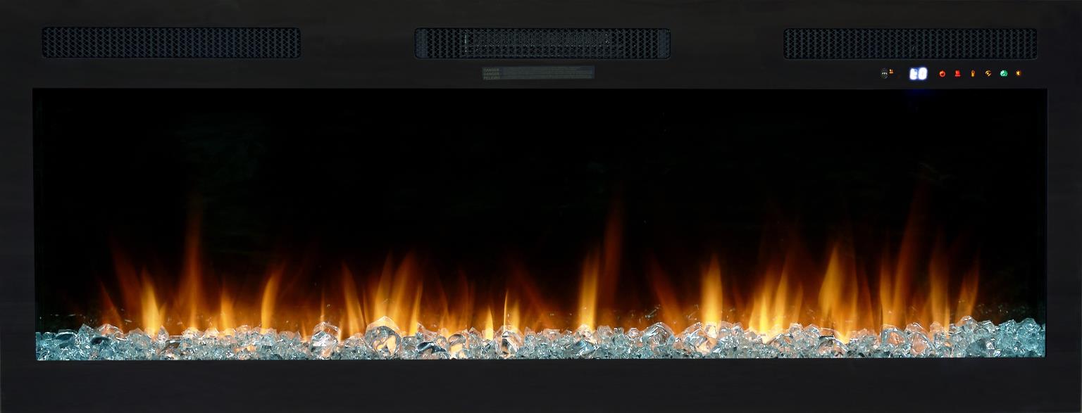 2PC Elure 84" Latte Fireplace Console with 50" Crystals