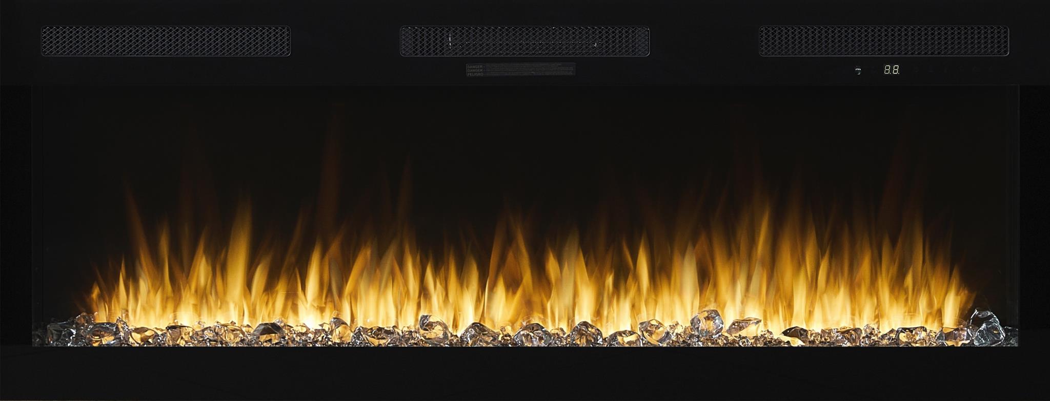 2PC Elure 84" Latte Fireplace Console with 50" Crystals