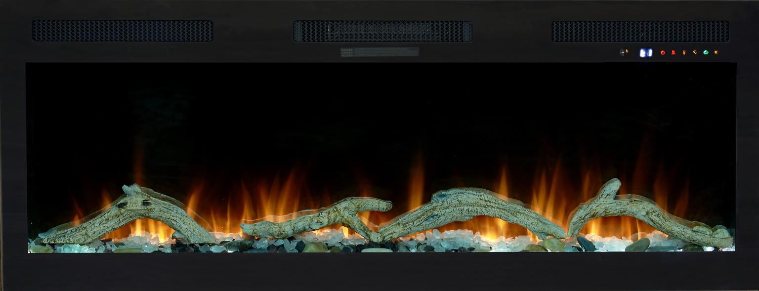 2PC Elure 84" Latte Fireplace Console with 50" Logs