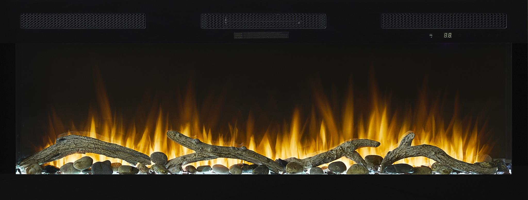 2PC Elure 84" Latte Fireplace Console with 50" Logs