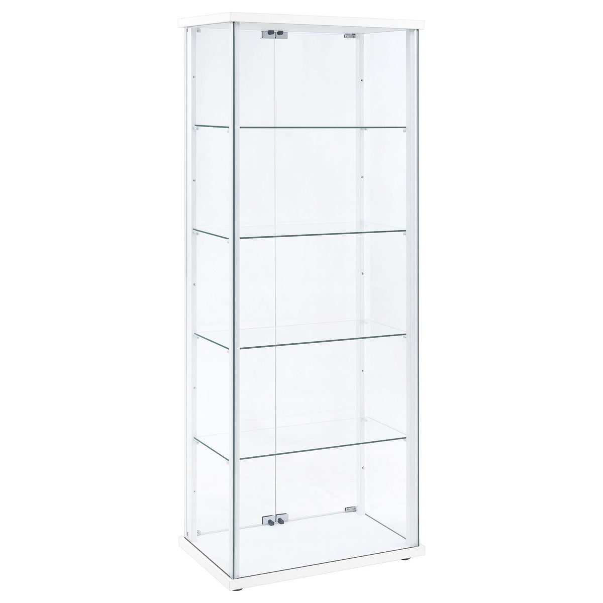 Delphinium 4-Shelf Clear Glass Curio Display Cabinet White