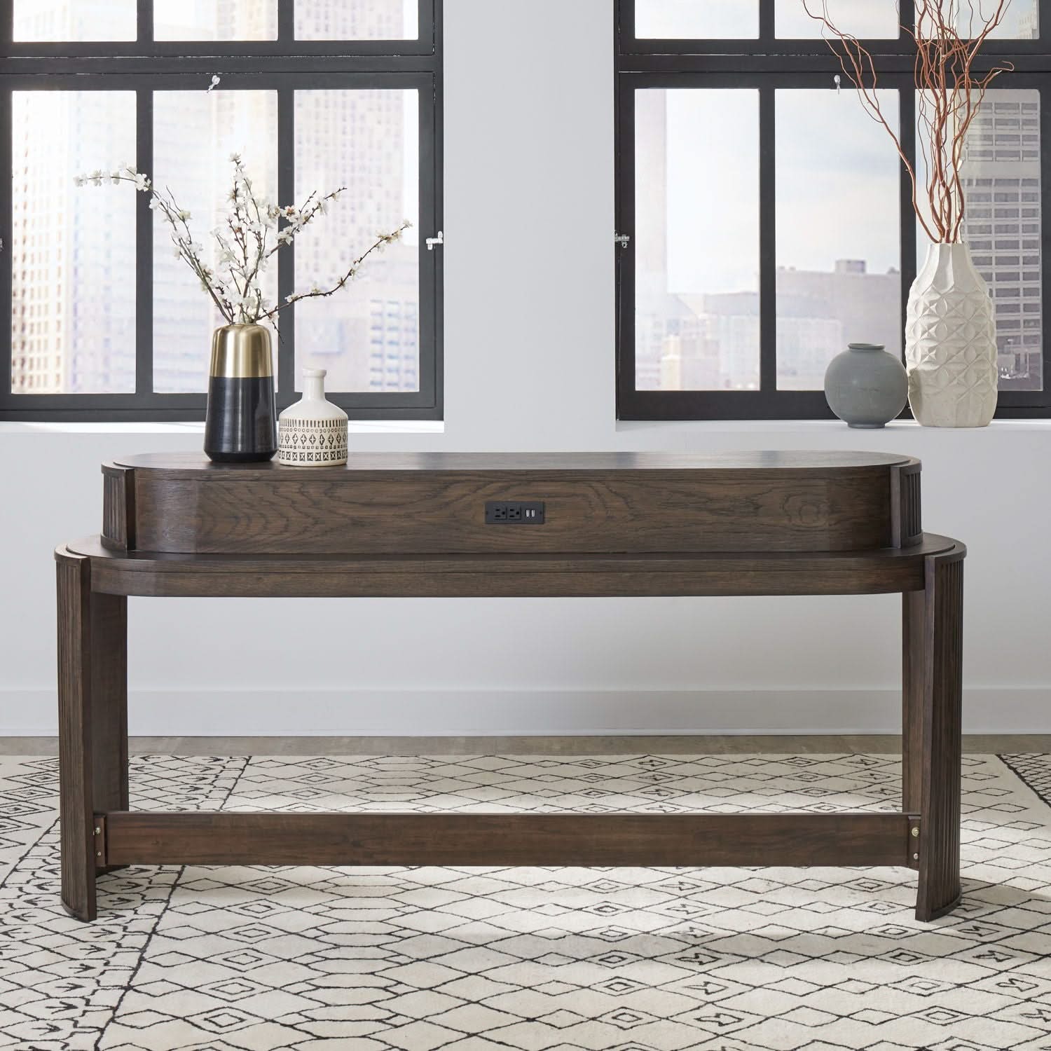 City View - 4 Piece Table Set (Console Bar Table & 3 Console Stools) - Coffee Bean