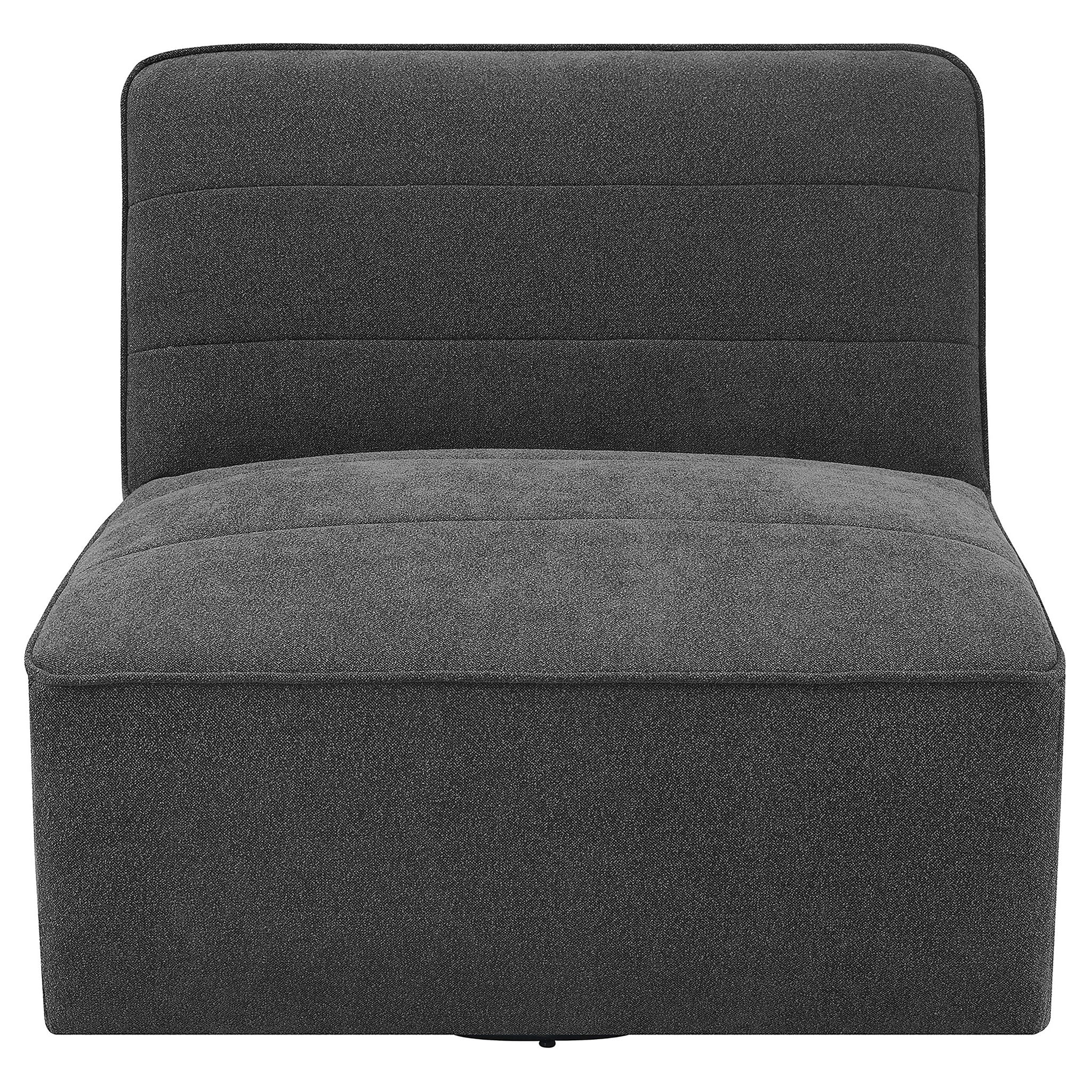 Cobie Upholstered Armless Swivel Chair Dark Charcoal