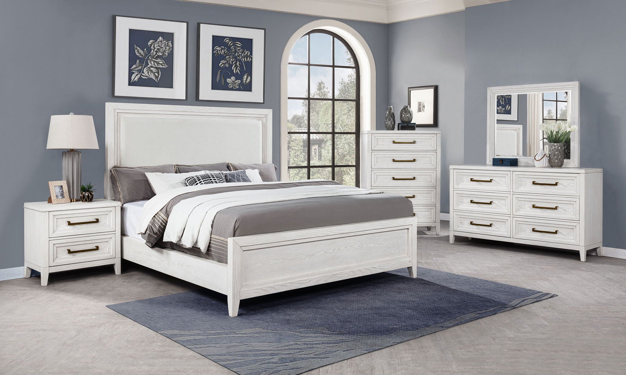Marielle 5-piece Cal King Bedroom Set Distressed White