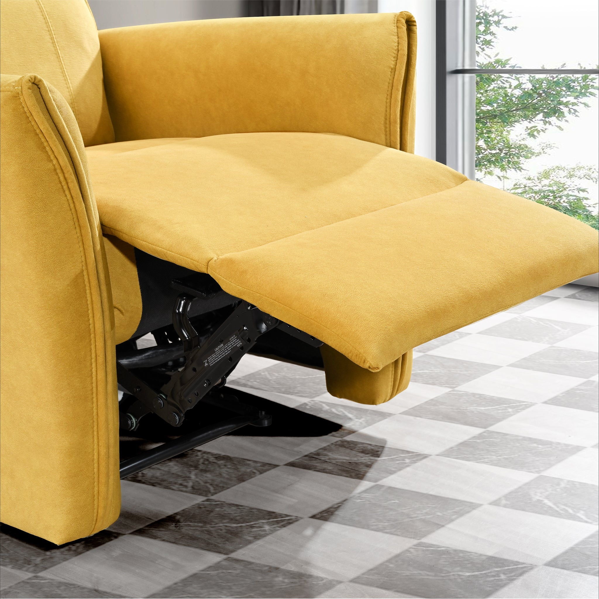 Suede Recliner Chair - Dark Yellow