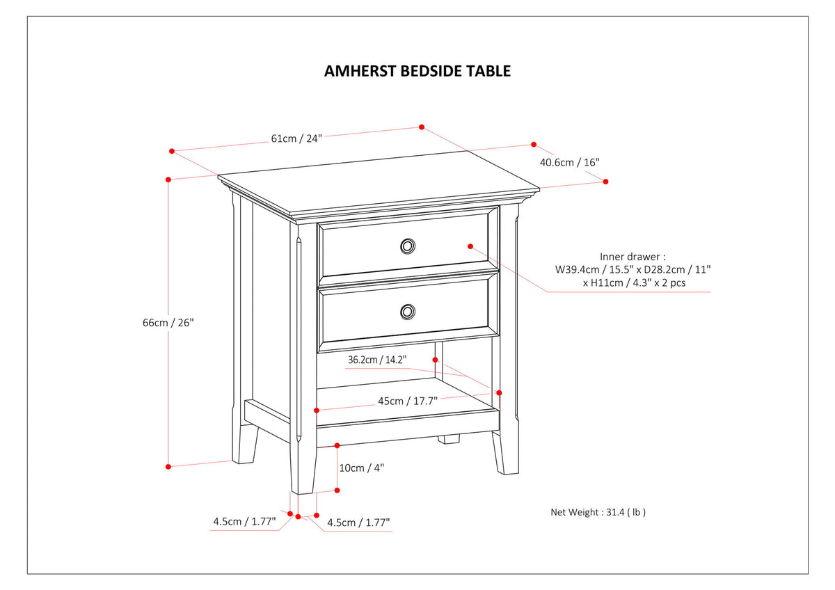 Amherst - Handcrafted Bedside Table - Exclusive Furniture