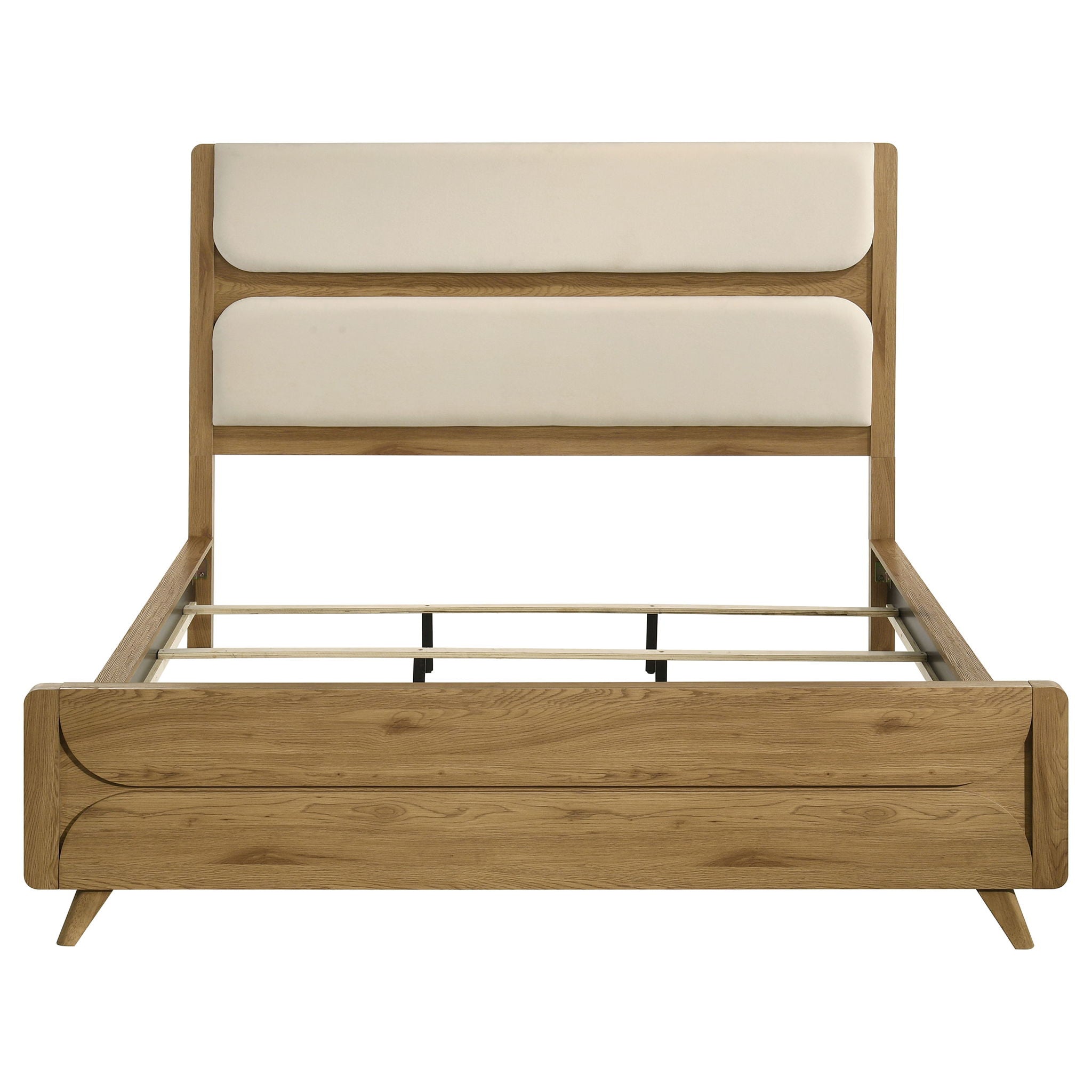 Bennett 62-inch California King Upholstered Panel Bed Cream and Light Oak