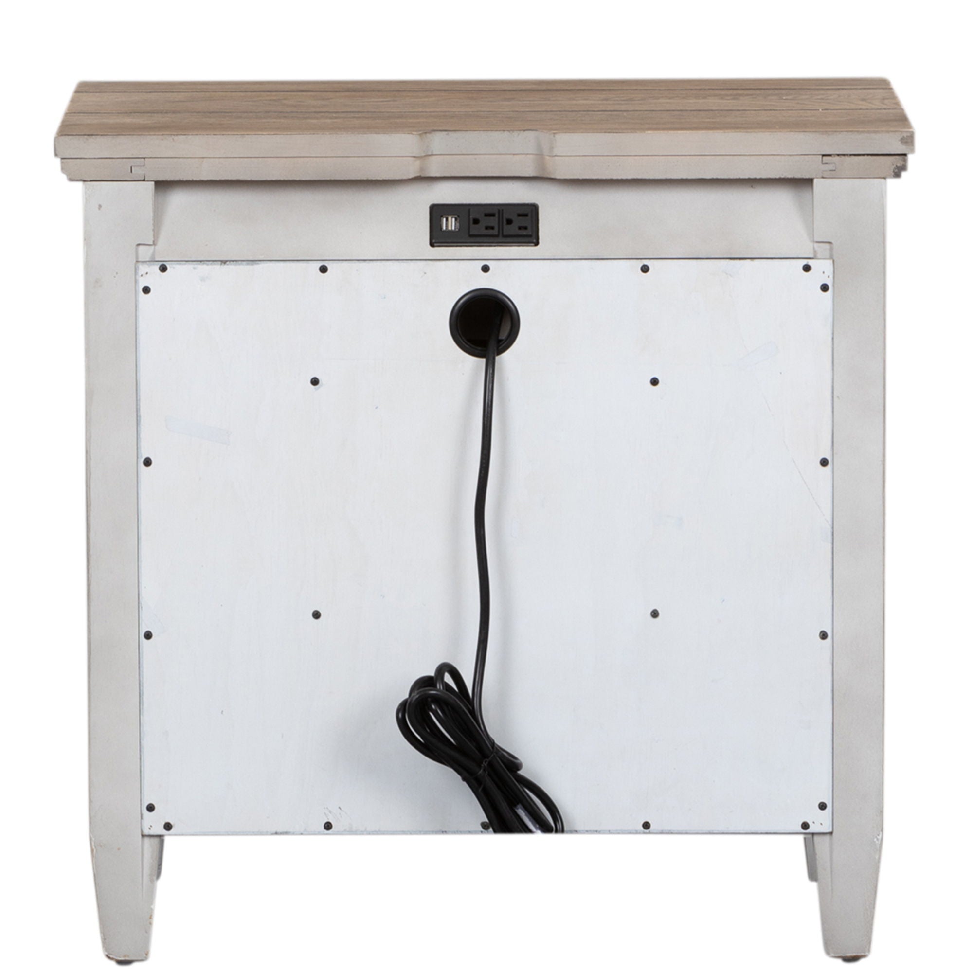 Heartland - 1 Drawer Nightstand With Charging Station - Antique White / Tobacco Tops