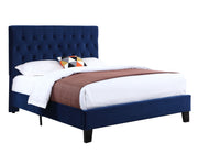Queen Upholstered Bed - Blue - Fabric