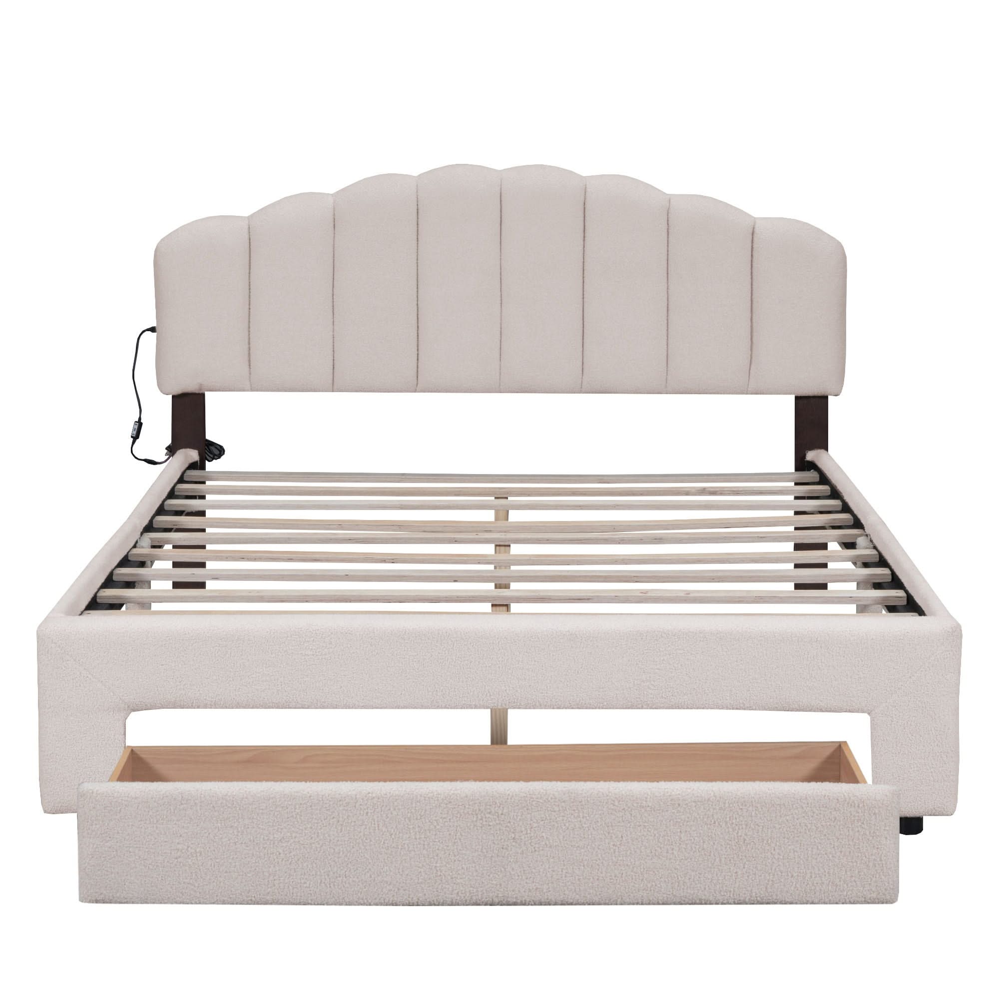 Upholstered Platform Bed With Drawer
