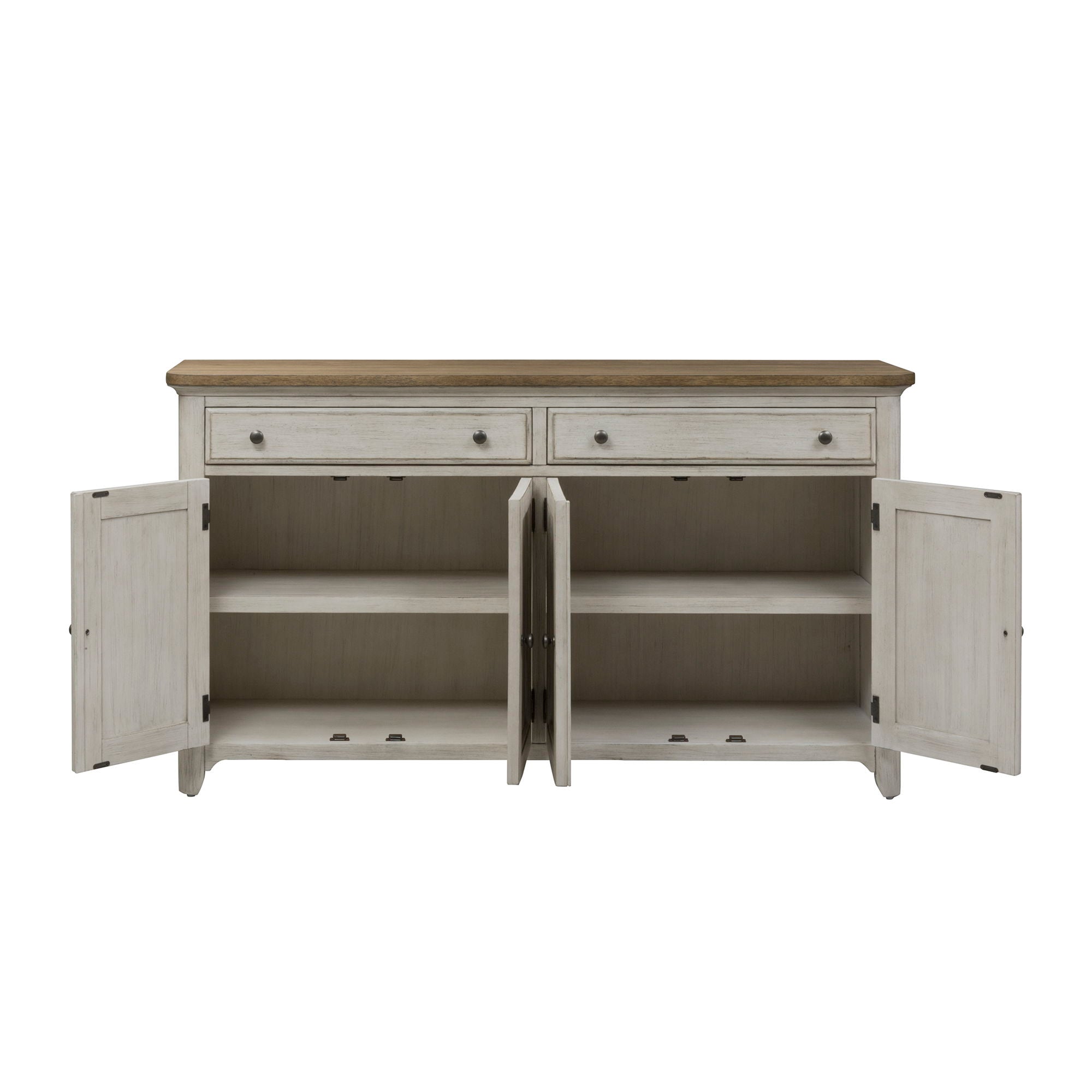Farmhouse Reimagined - Server - Antique White / Chestnut Tops
