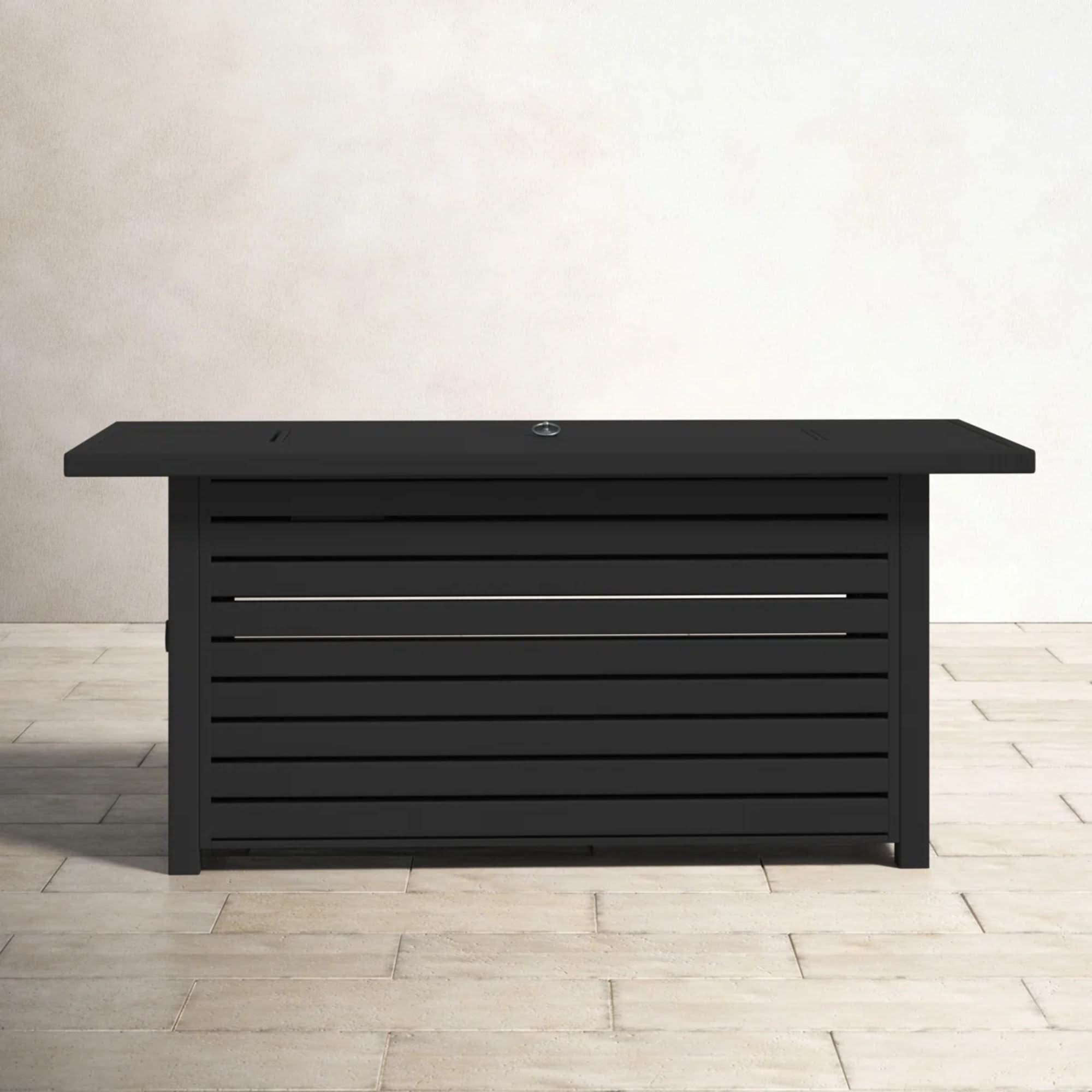 Casselton - Propane / Gas Outdoor Fire Pit Table With Lid - Black