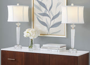 Diamond - Torch Contemporary Crystal Table Lamp (Set of 2) - Clear / Off White / Polished Nickel