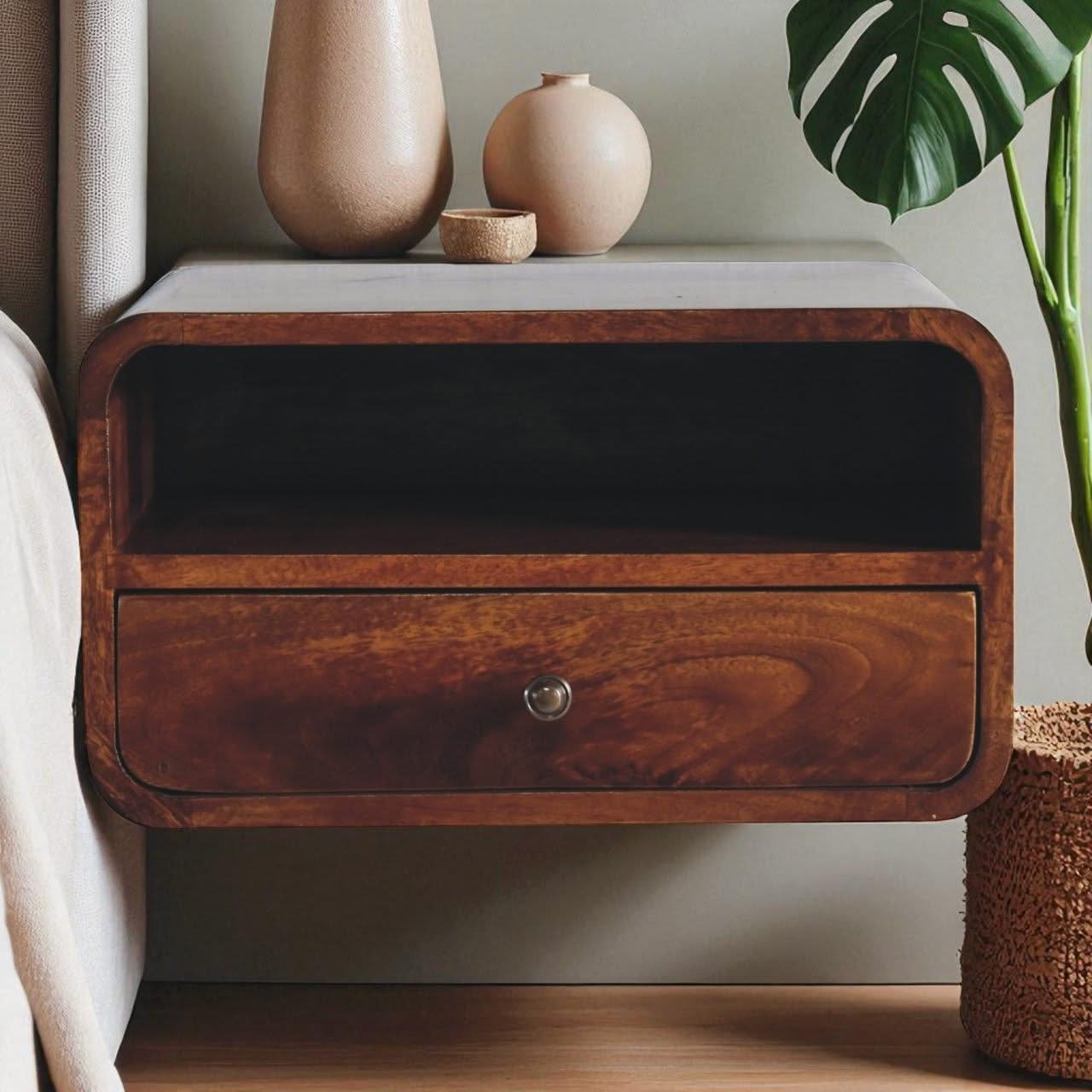Curved Upper Slot Floating Nightstand