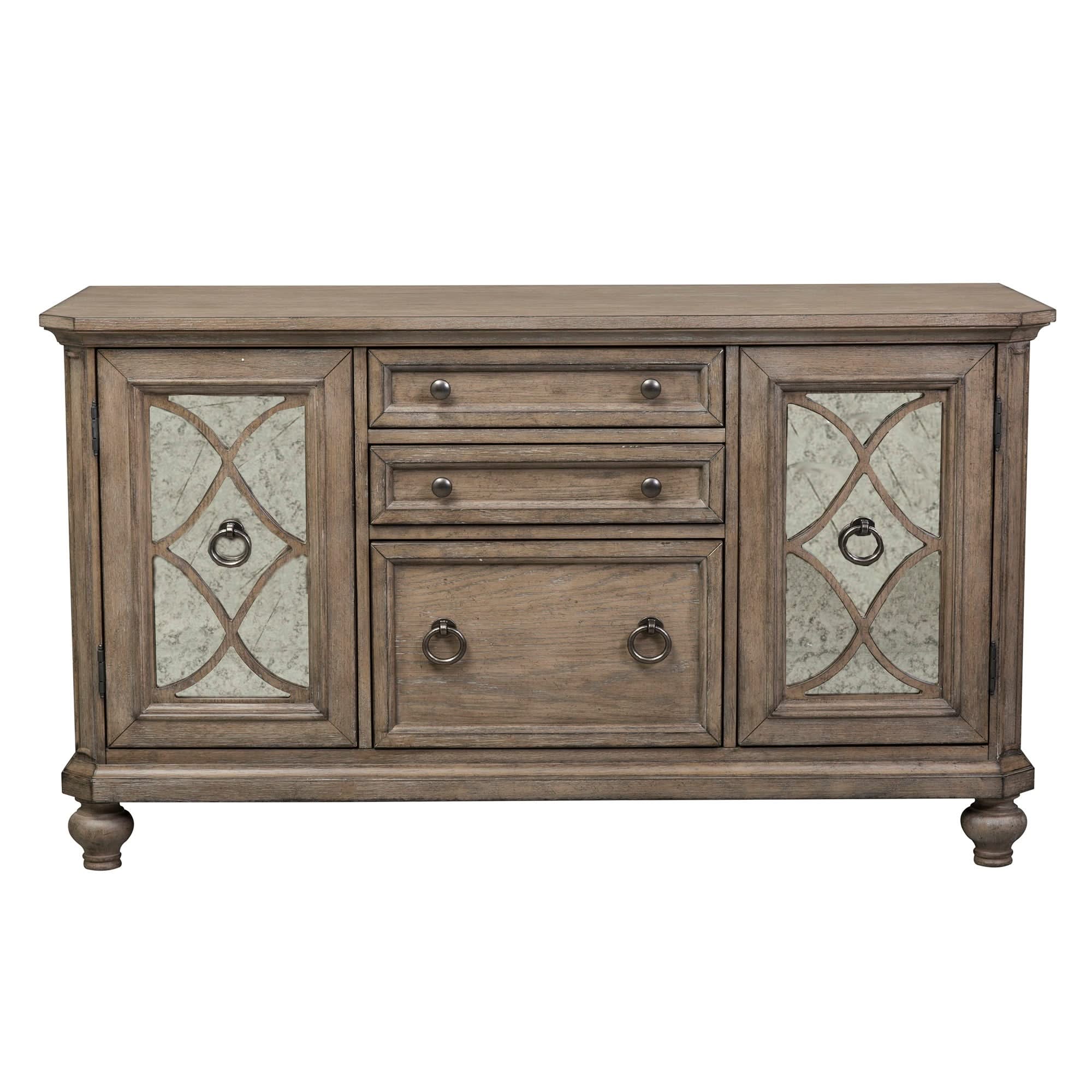 Simply Elegant - 3 Piece Home Office Set (Desk & Hutch Set) - Heathered Taupe