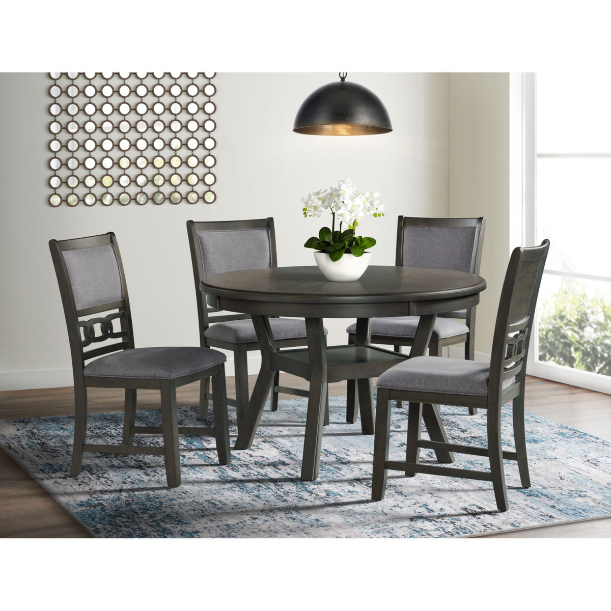 Amherst - Dining Side Chair With Fabric Cushion Side Stretcher (Set of 2) - Gray Finish