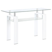 Dyer Rectangular Glass Top Entryway Sofa Console Table White