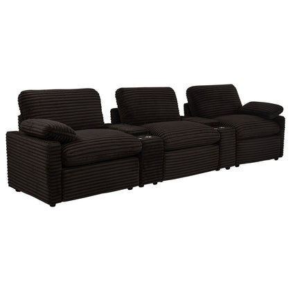 Collins 5-Piece Power Reclining Home Theater Seating Chocolate Brown