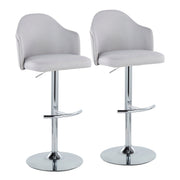 Ahoy - Contemporary Adjustable Barstool With Swivel With Rounded T Footrest (Set of 2) - Gray