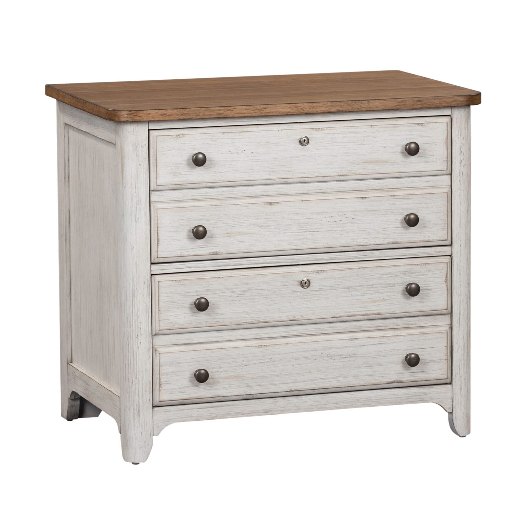 Farmhouse Reimagined - Lateral File - Antique White / Chestnut Tops