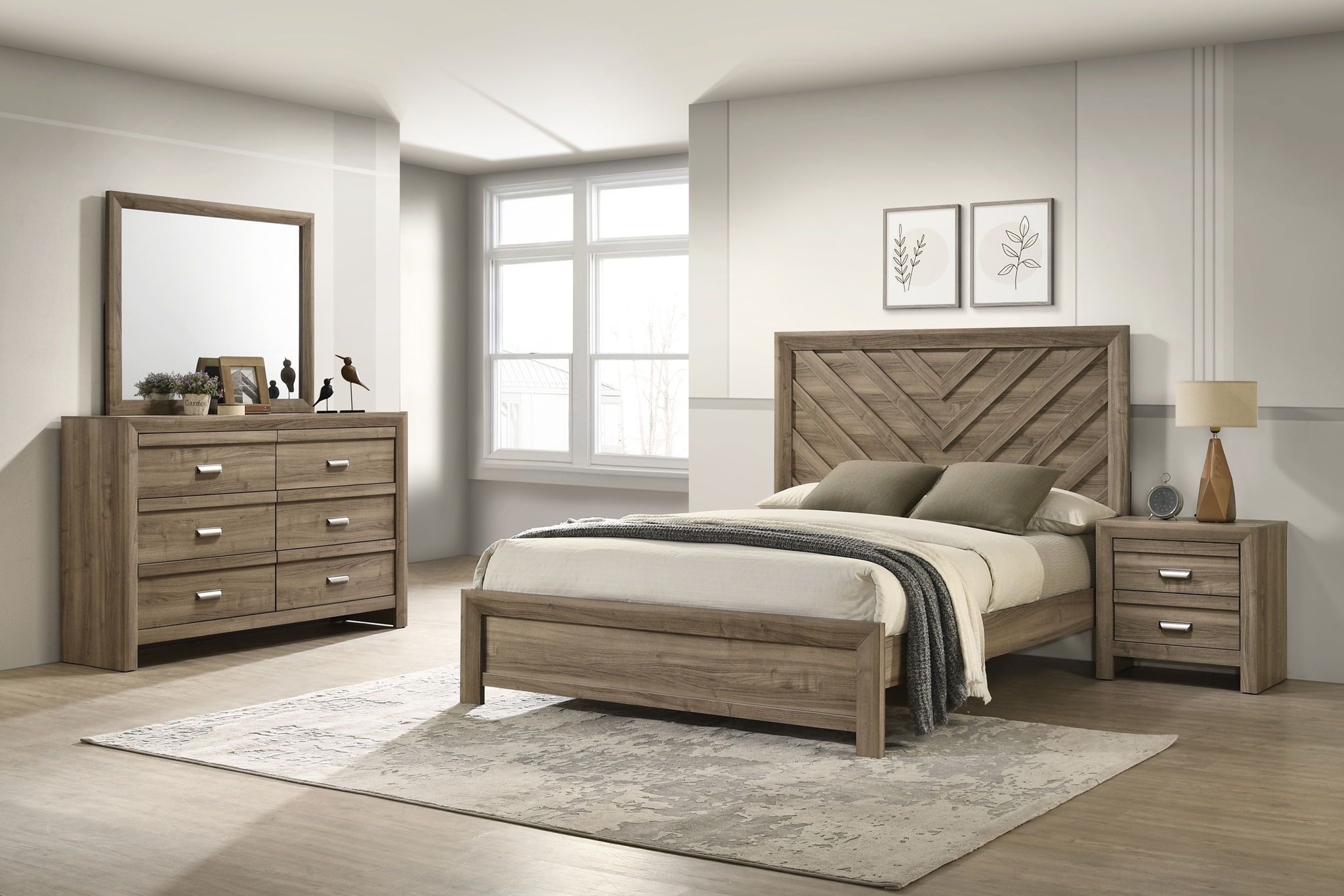 Valor - Twin 4 Piece Bedroom Set - Light Brown