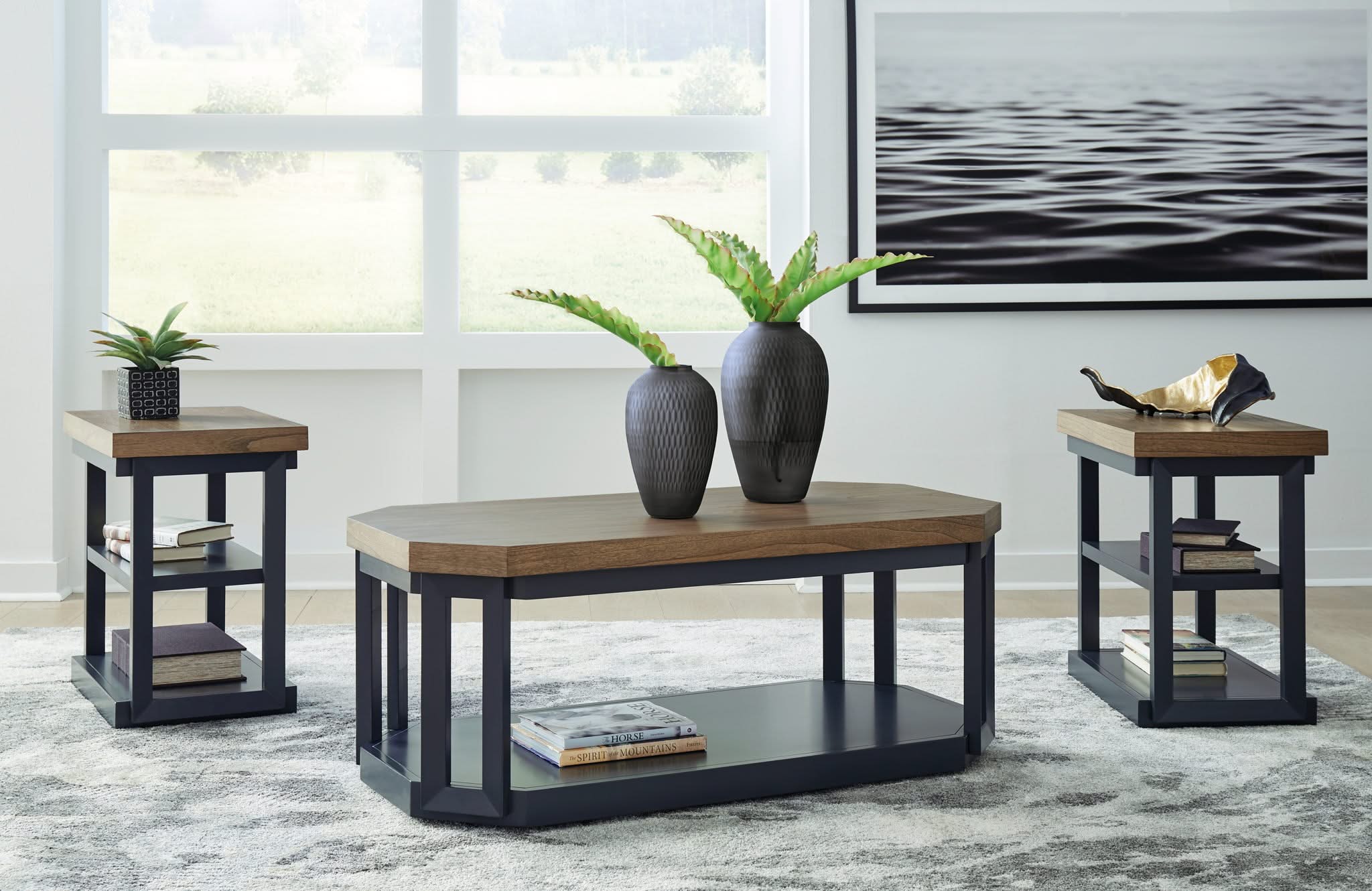 Landocken - Occasional Table Set (Set of 3) - Brown / Blue