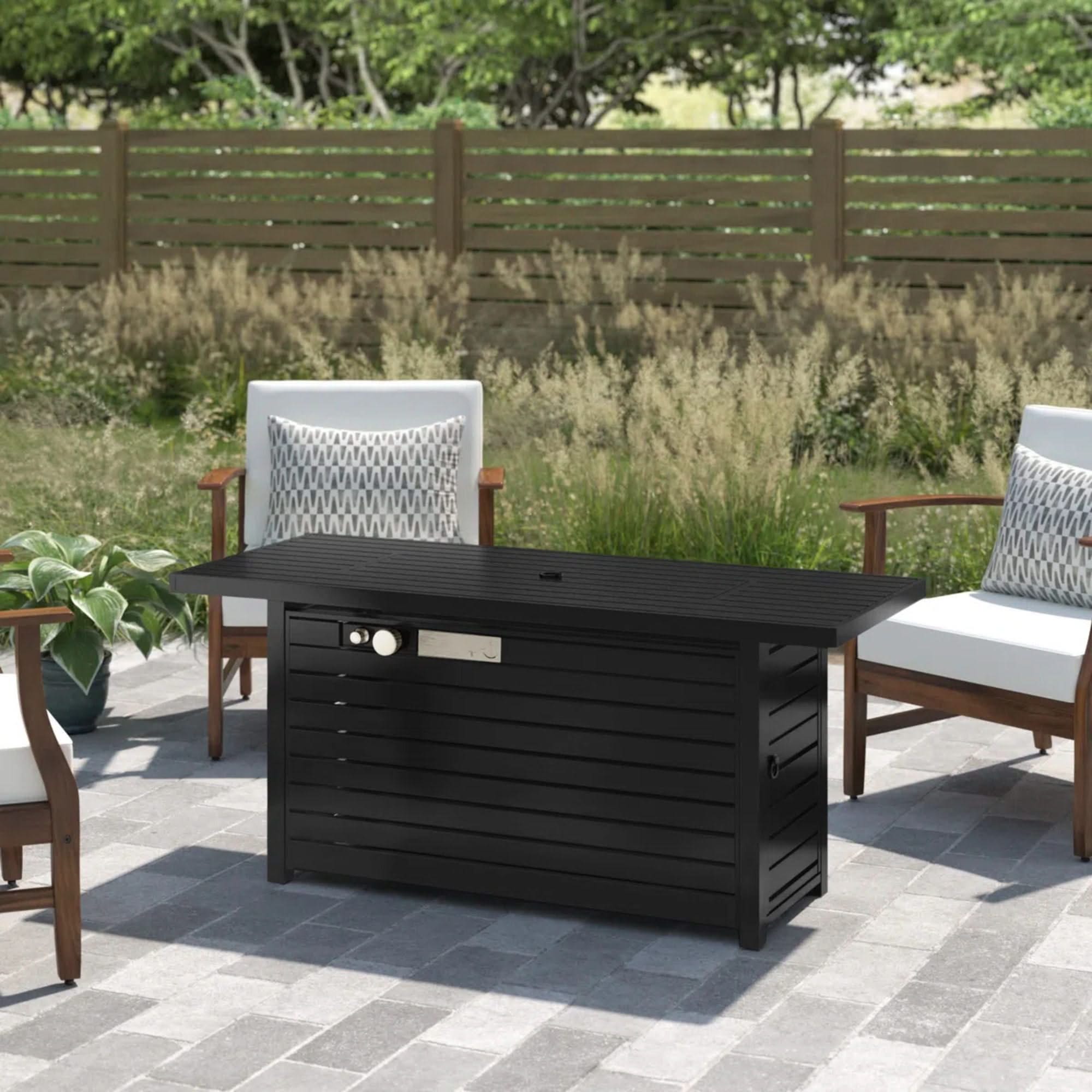Outdoor Fire Pit Table & Lid - Black