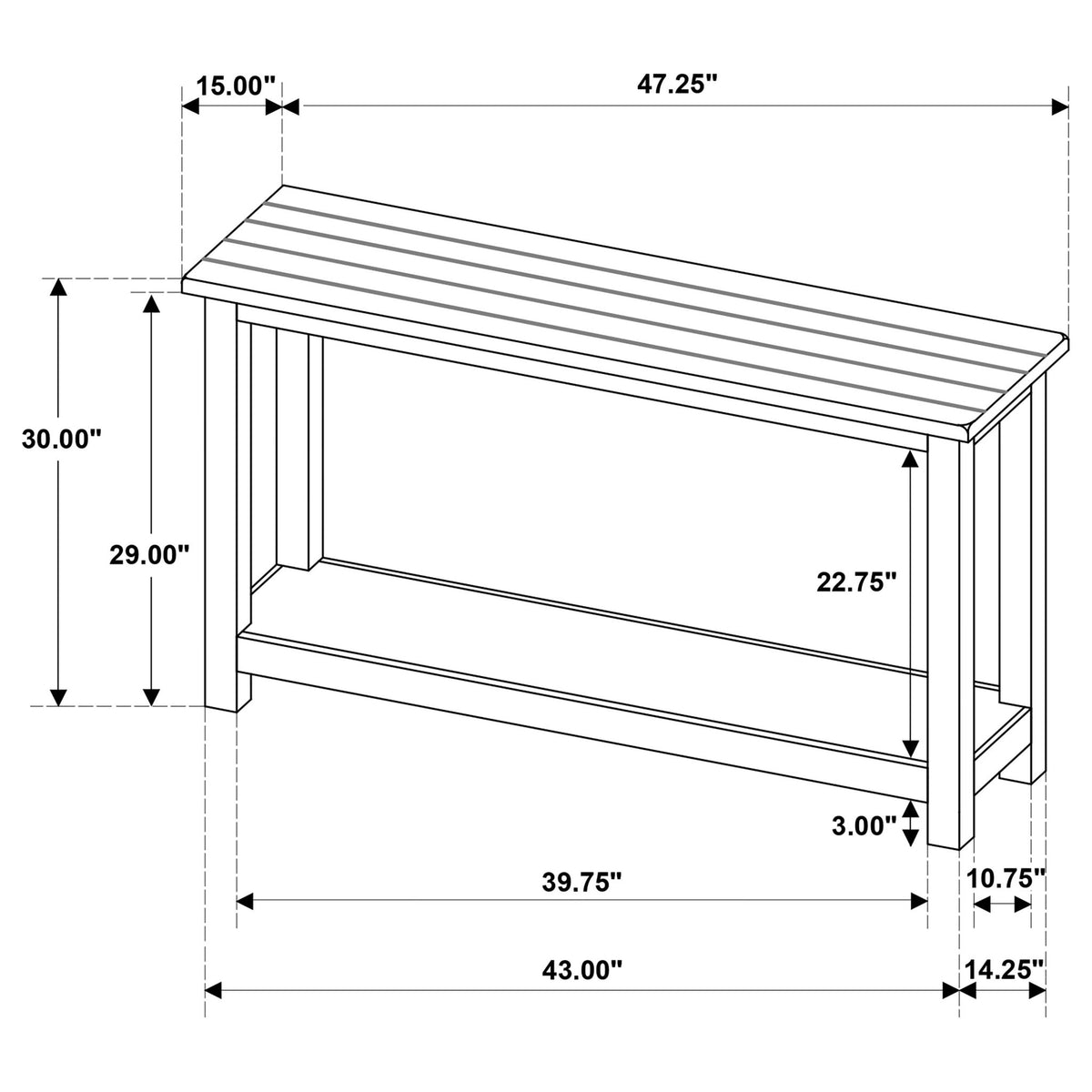 Payne Wood Entryway Sofa Console Table Java