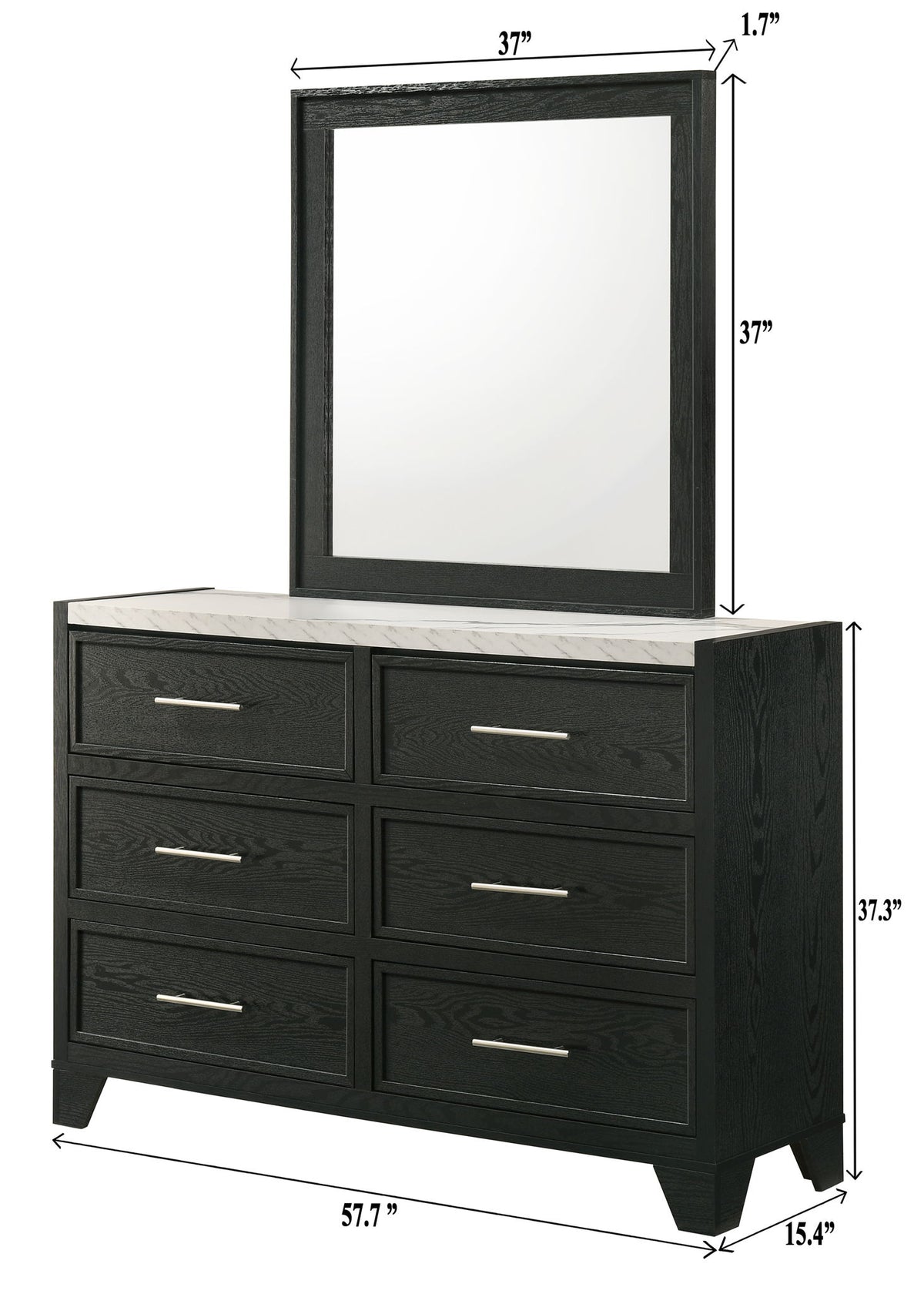 Lamar - Dresser & Mirror- Black