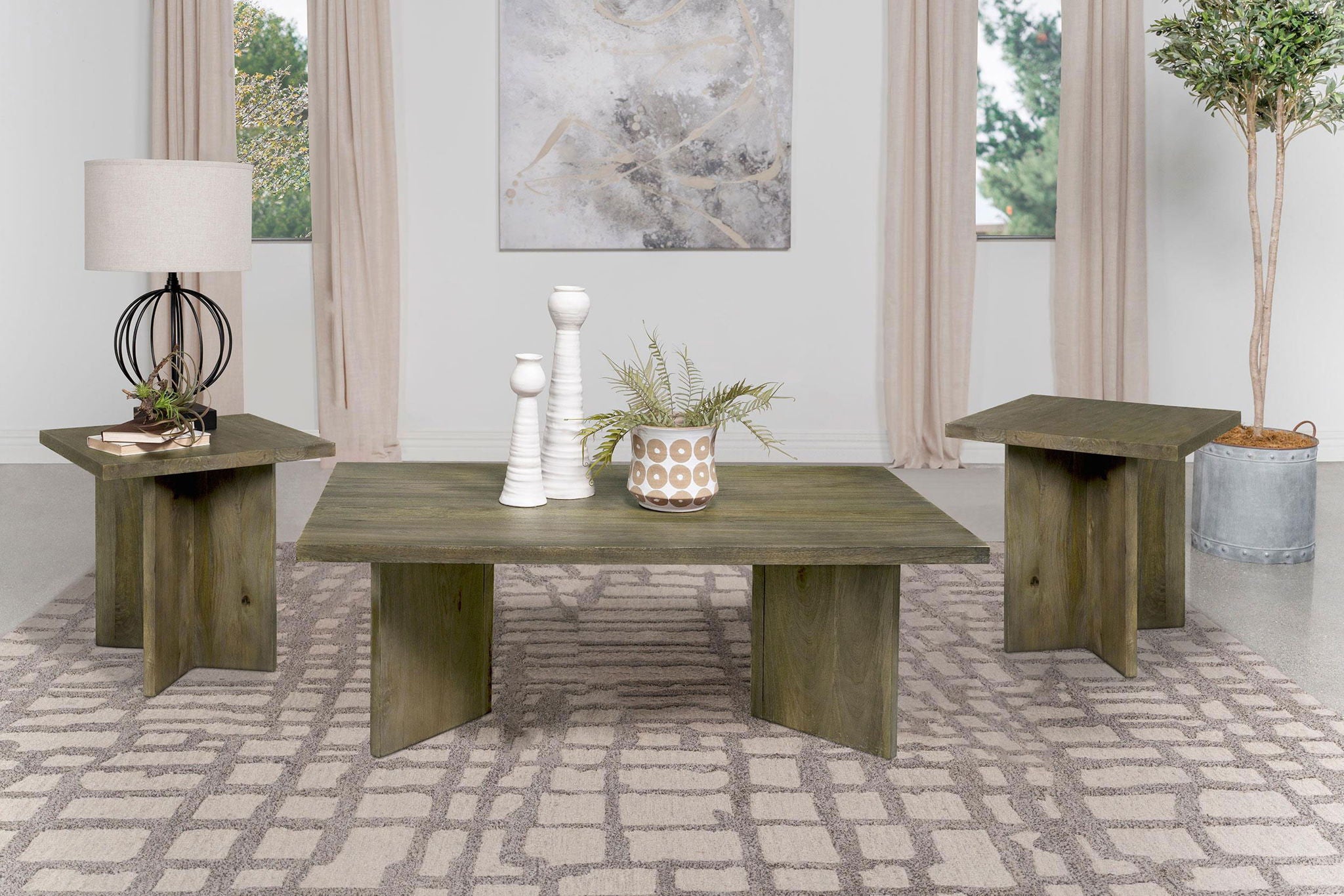 Andando 3-piece Coffee and End Table Set Mango Brown
