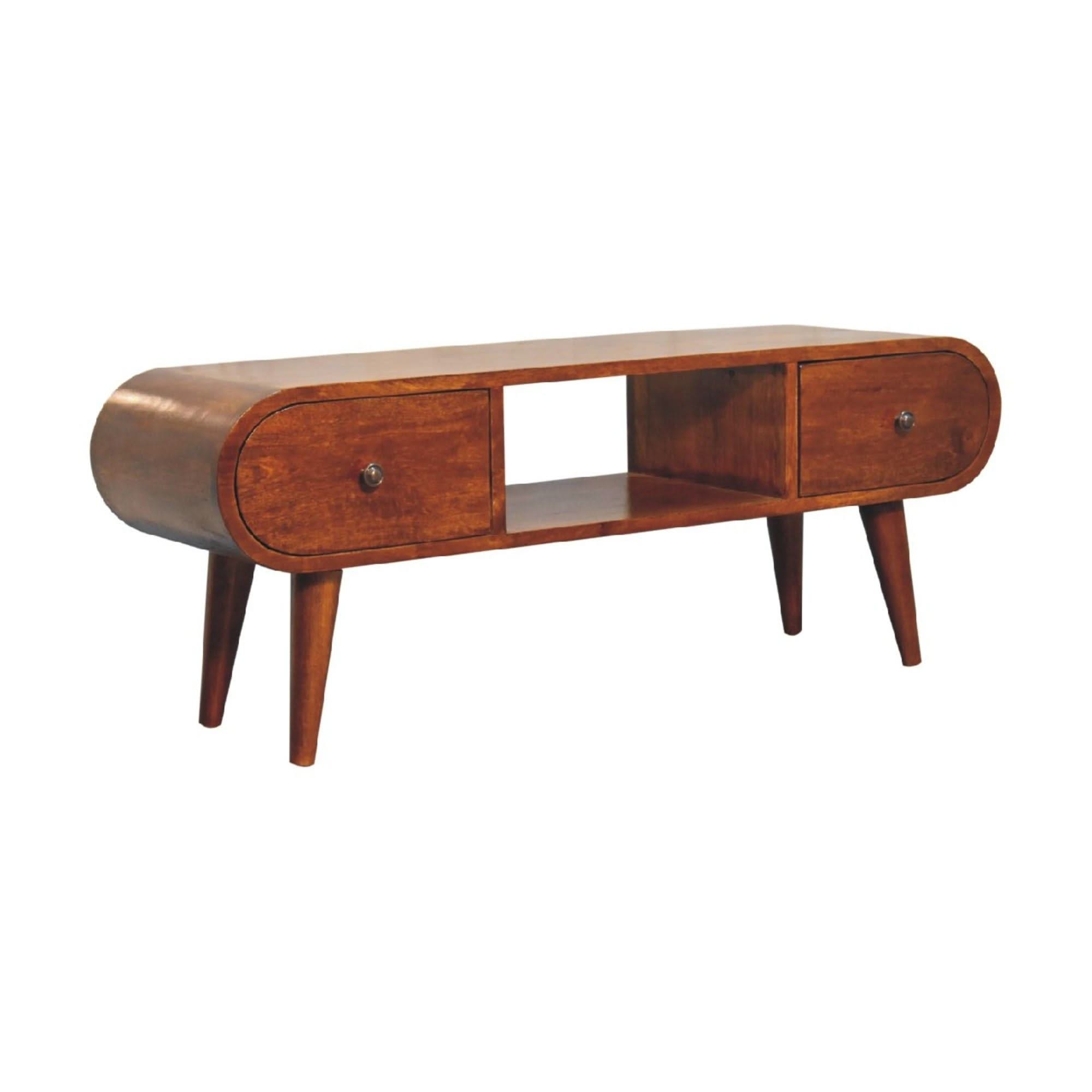 Solid Wood Circular TV Unit