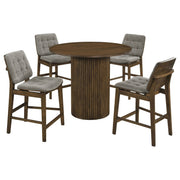 Hamlyn 5-piece Round Wood Counter Height Dining Set Grey and Walnut