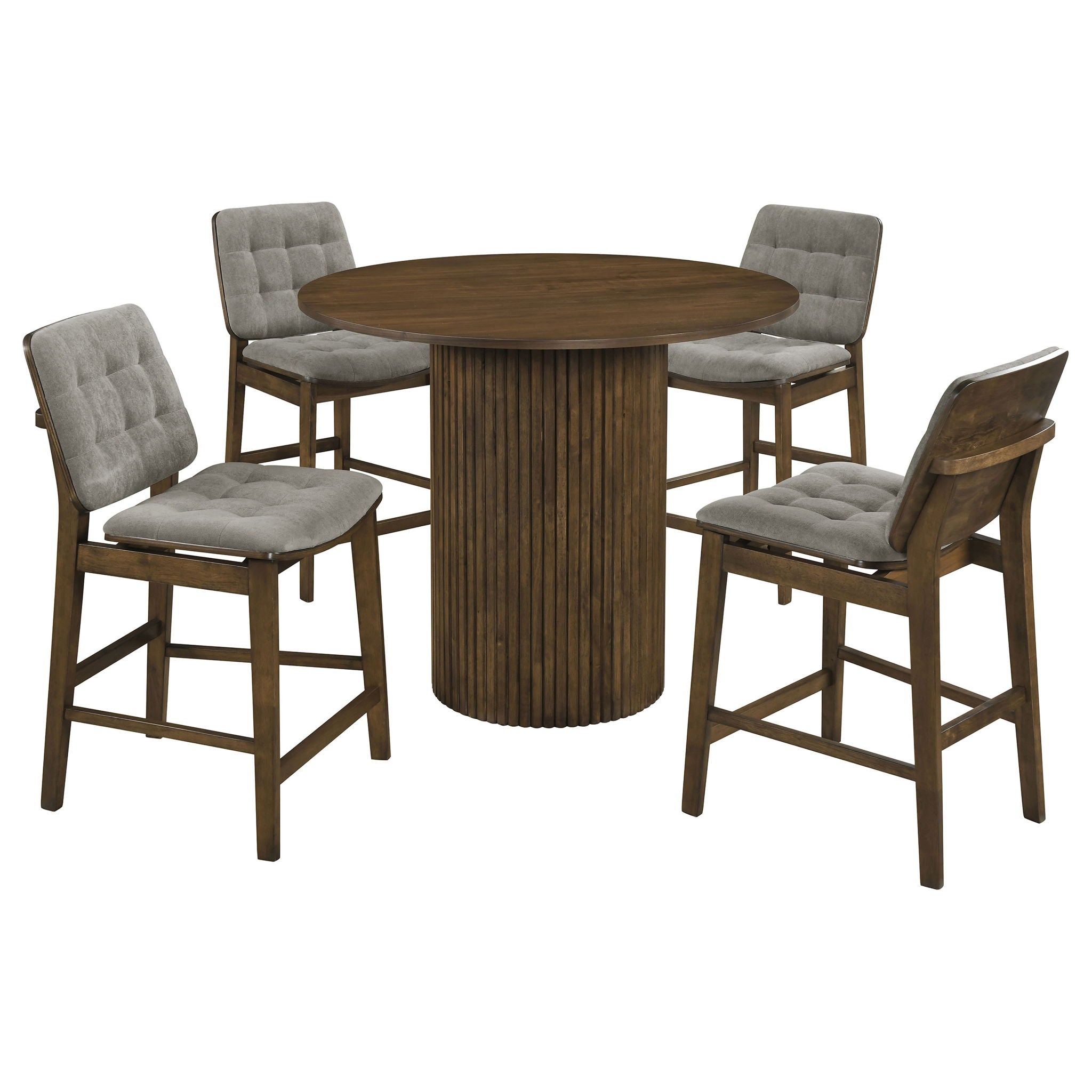 Hamlyn 5-piece Round Wood Counter Height Dining Set Grey and Walnut