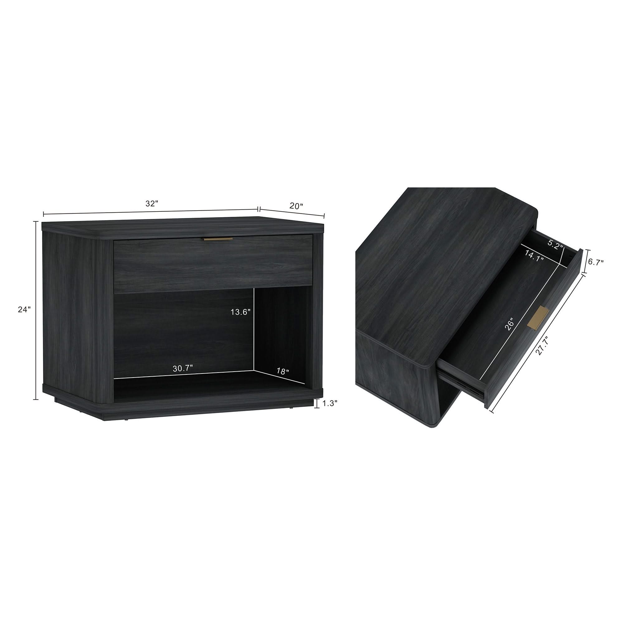 Evelyn - Nightstand With 1 Drawer And Open Shelf