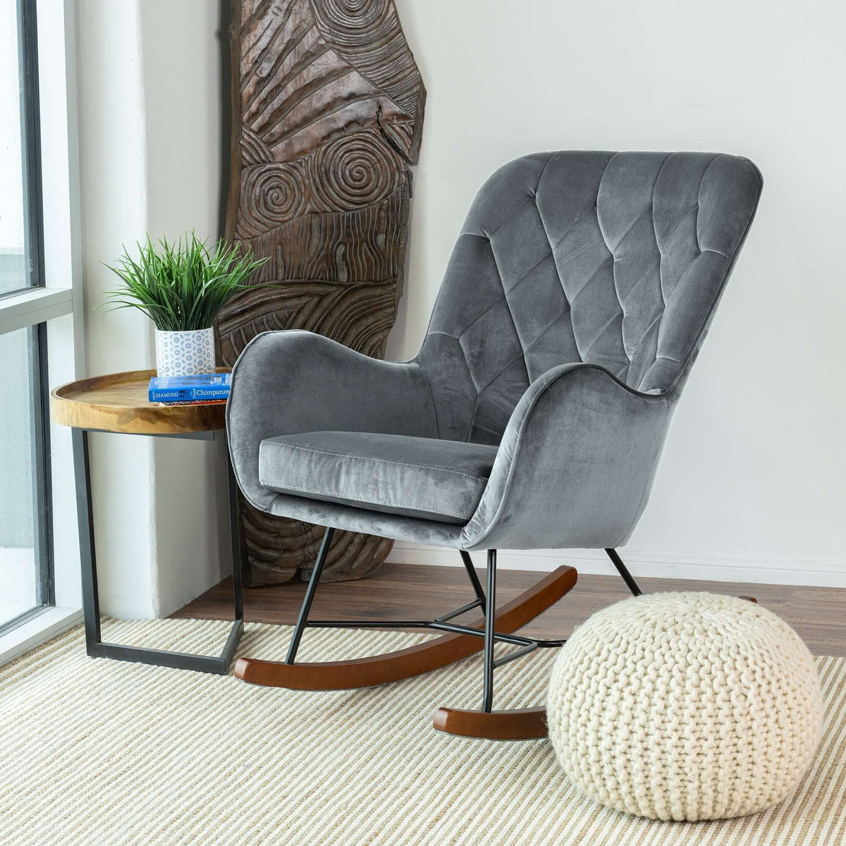 Hannah - Rocking Chair - Gray - Exclusive Furniture