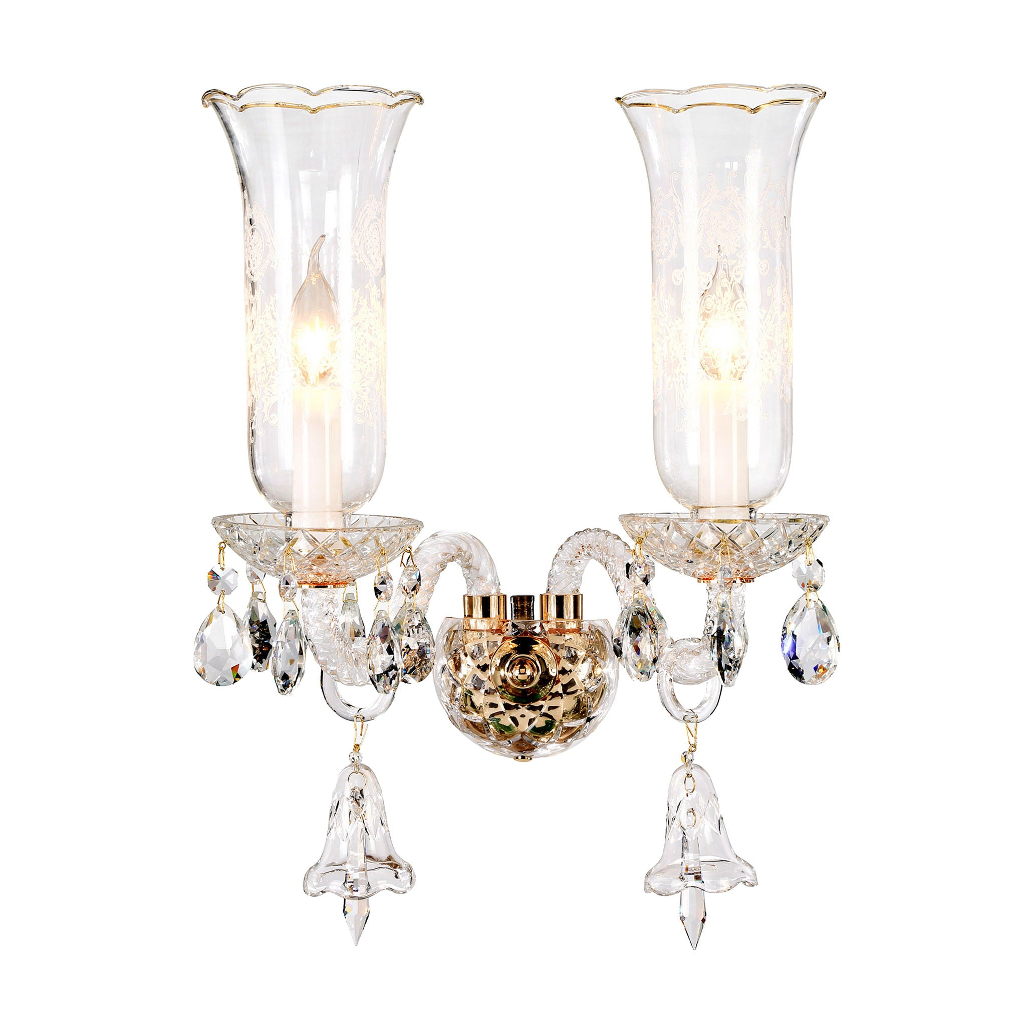 Michael Amini Lighting - Winter Palace 2-Light Traditional Crystal Wall Sconce - Gold / White