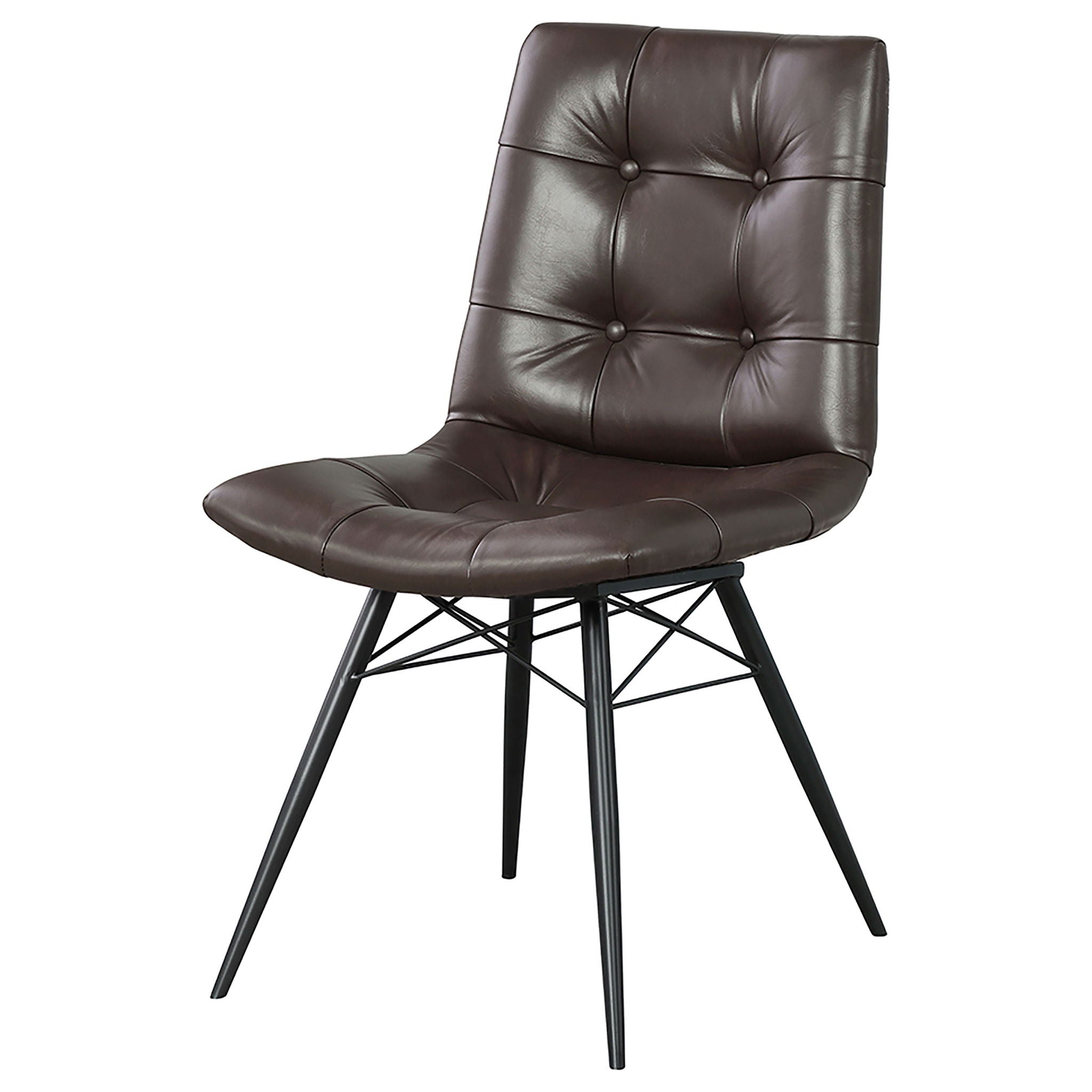 Aiken Faux Leather Upholstered Dining Side Chair Dark Brown (Set of 4)