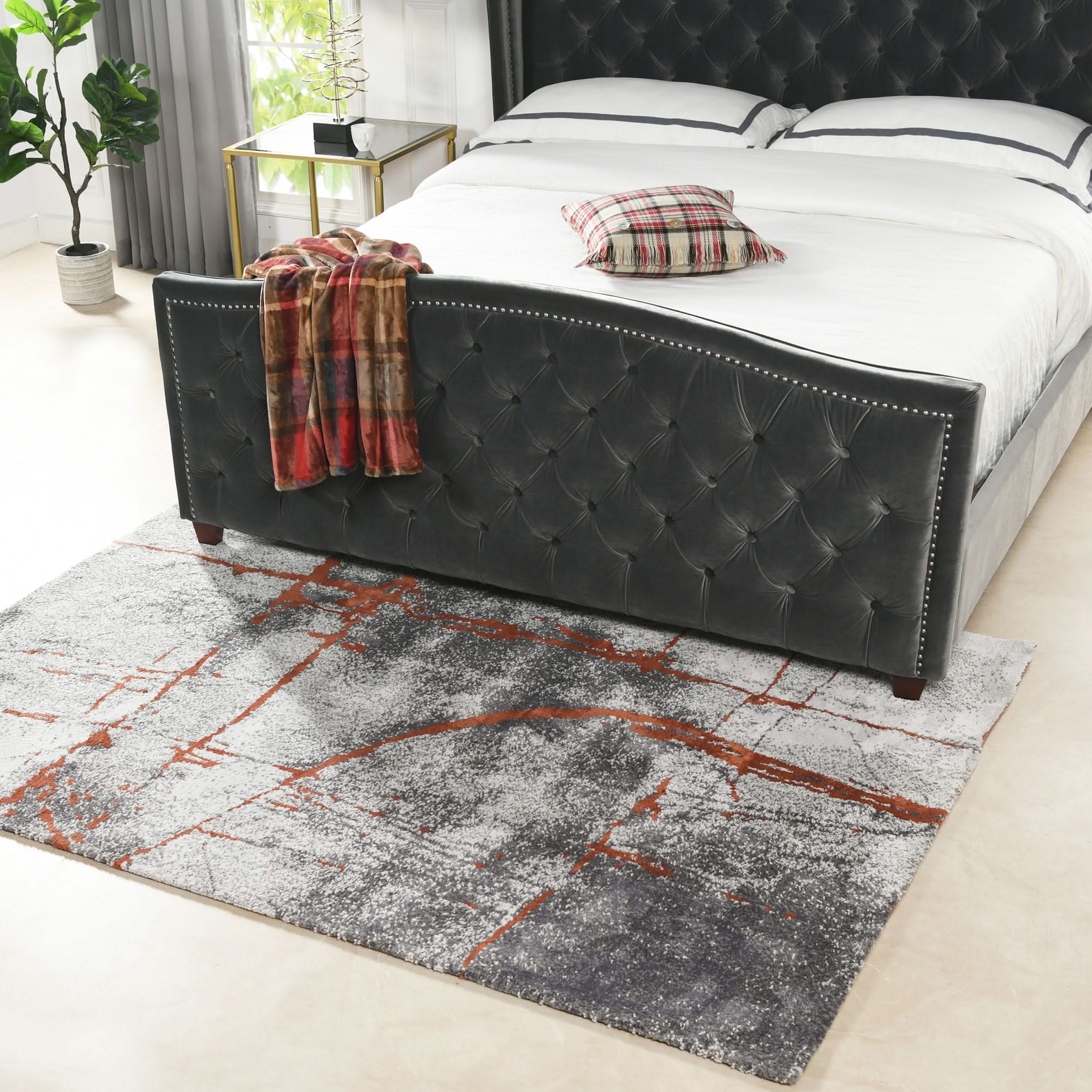 Quarry - 5' X 6.5' Abstract Area Rug - Gray / Orange