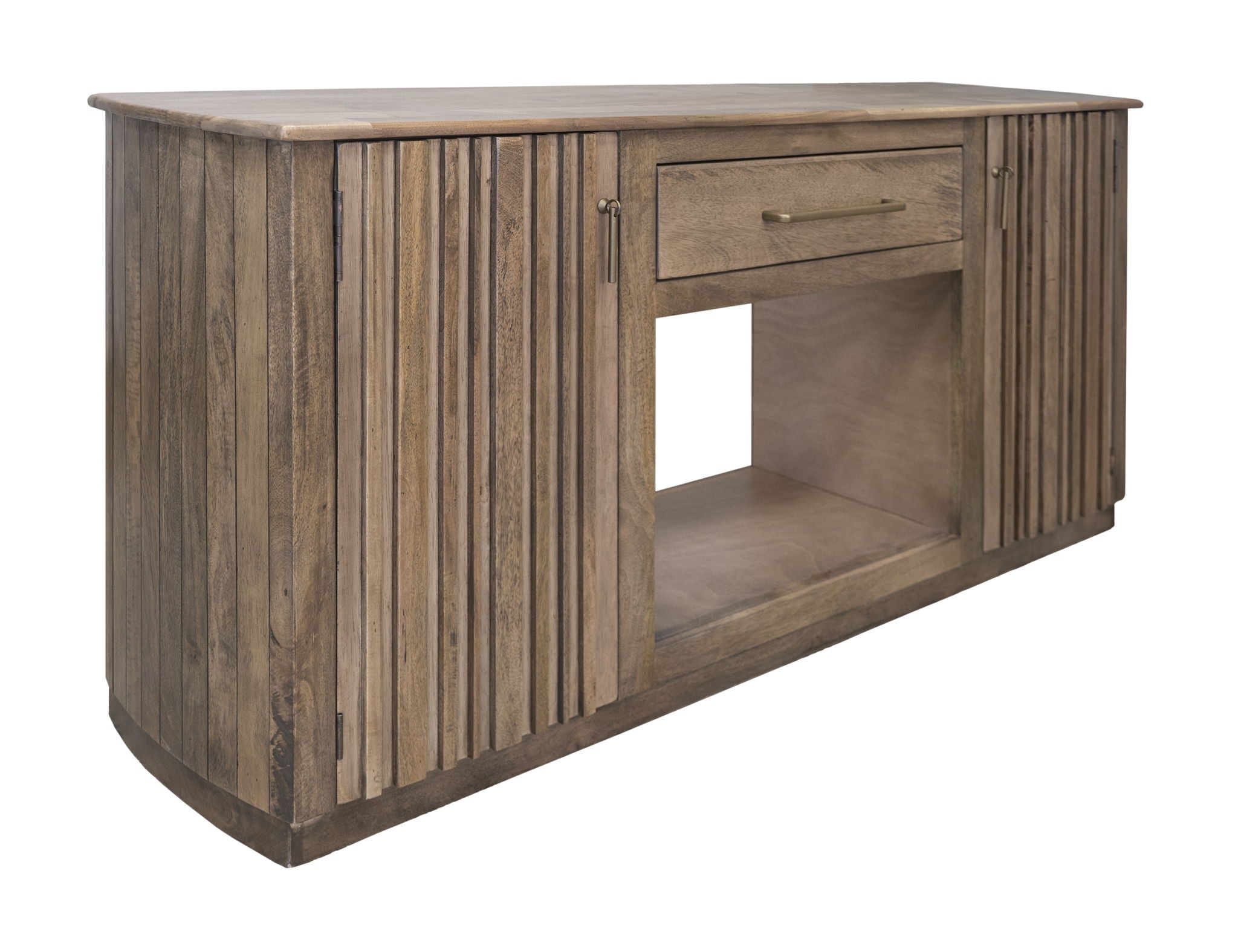 Mezquite - 1 Drawer 2 Doors Fireplace TV Stand - Mezquite Brown