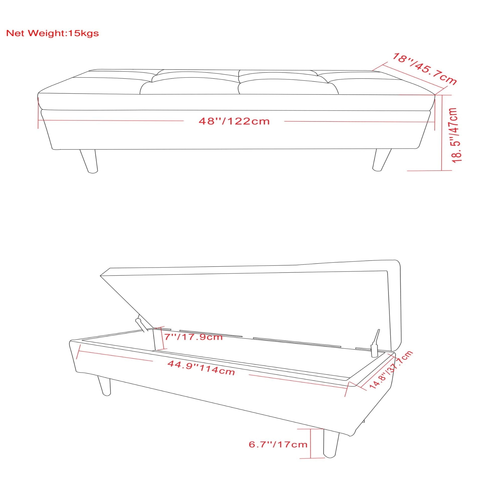 Shay - Large Square Coffee Table Storage Ottoman Mid-Century Style