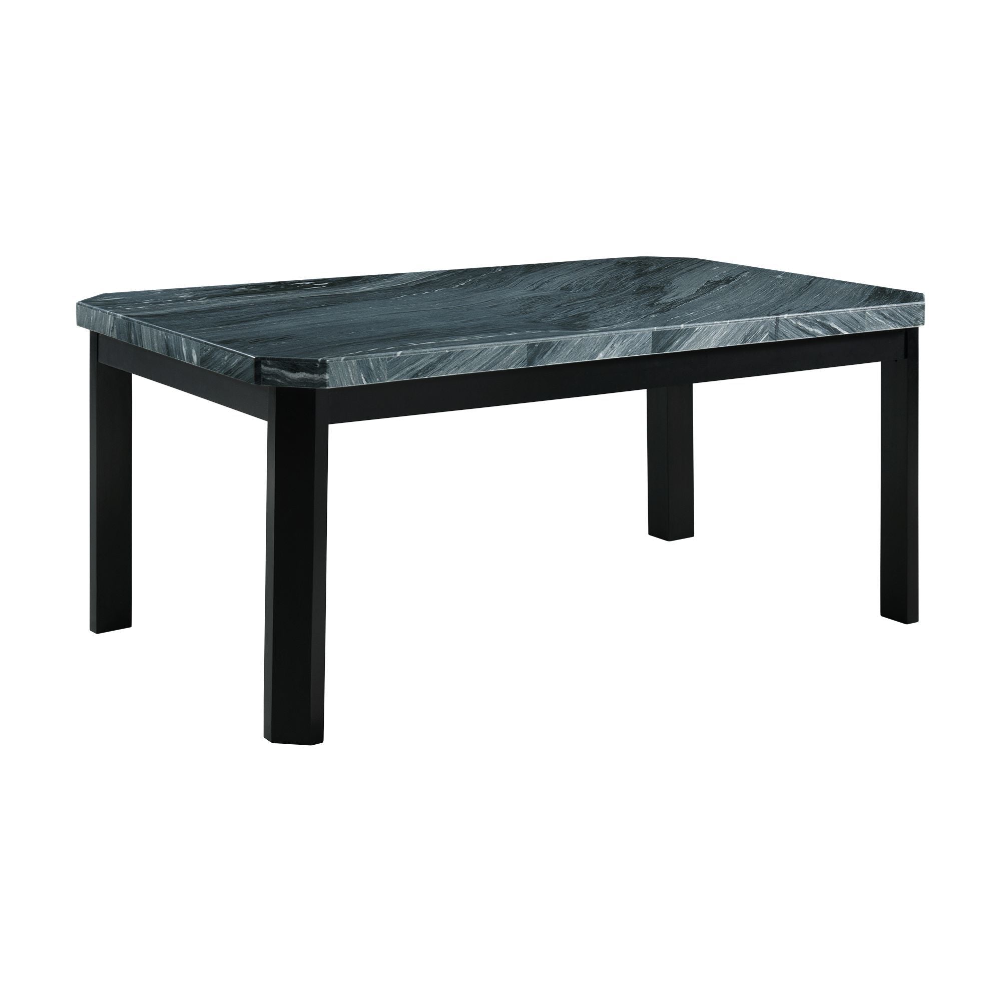Francesca - Rectangular 5 Piece Gray PU Chairs Dining Set, Table & Four Chairs - Gray Marble
